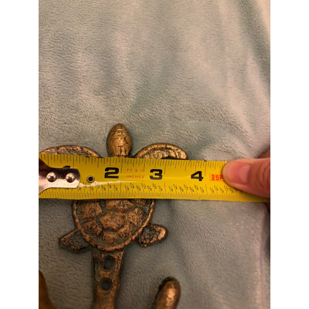 Cast Iron Sea Turtle Wall Hooks Set of 3 Weathered Bronze Nautical Beach Decor - Picture 7 of 8